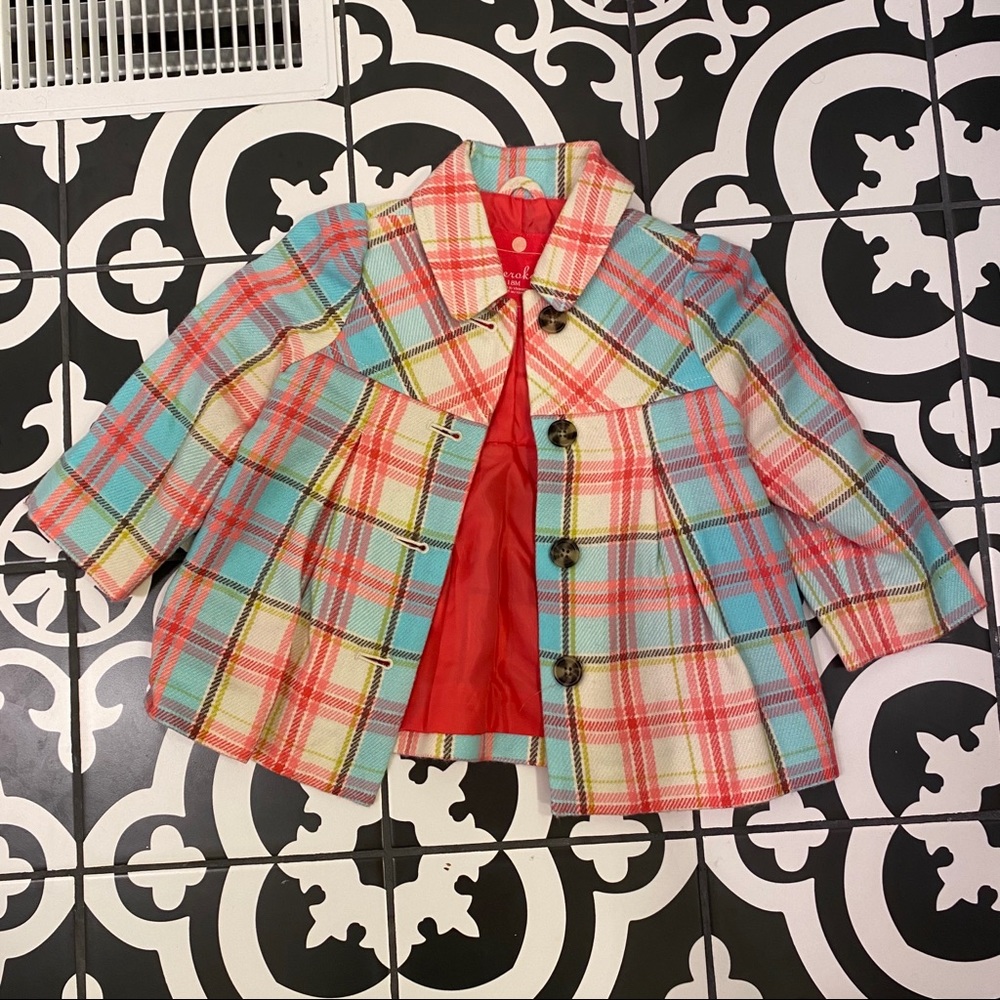 Cherokee Bright Plaid Swing Coat